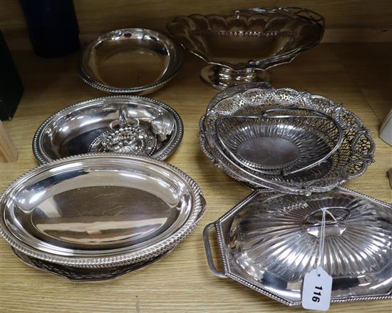 A quantity of Old Sheffield plate baskets and other mixed plated wares